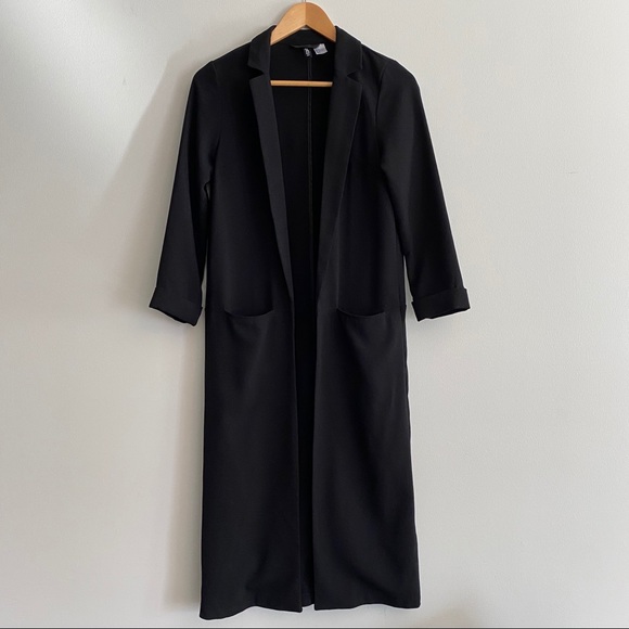 *SOLD* H&M Knee Length Open Black Duster Jacker - Picture 3 of 7